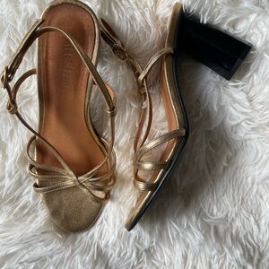 Musier Paris Gold Strappy Sandals with Slingback